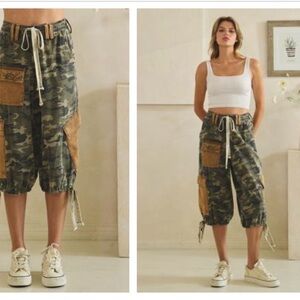 Oli & Hali Camo Cargo Capri Pants with Contrast Patches
